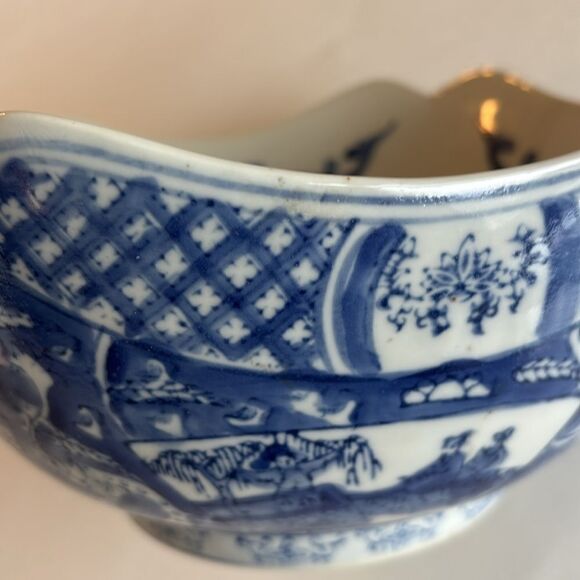 Williams Sonoma Vintage Asian Chinese Large Blue & White Porcelain Bowl 10” - Picture 6 of 11
